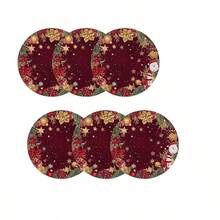 1/2/4//6/8 Christmas Themed Christmas Tree And Snowflake Snowman Garland Placemats, 15 Inch Single-Sided Circular Party Placemats, Suitable For Party Kitchen And Dining Decoration, Banquet Decoration, Very Suitable For Christmas Home Decoration - Multicolor - View 19