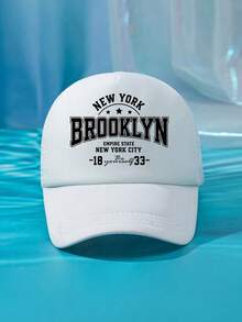 1件裝 男士 BROOKLYN 1833 綠色多色印花個性化戶外休閒時尚沙灘露營防曬透氣網布可調尺寸棒球帽卡車帽禮物，適合日常配戴 - B - 查看 23