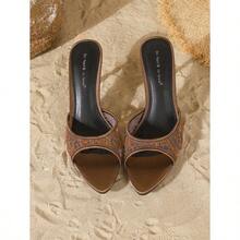 Women Heeled Sandals - 棕色 - 查看 6