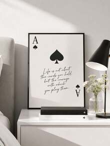 1pc Courage Cards Ace Wall Art, Frameless Canvas Painting, Bedroom Decor, Living Room Aesthetic Design, Gift For Friends, Housewarming Gift - Text a - View 1