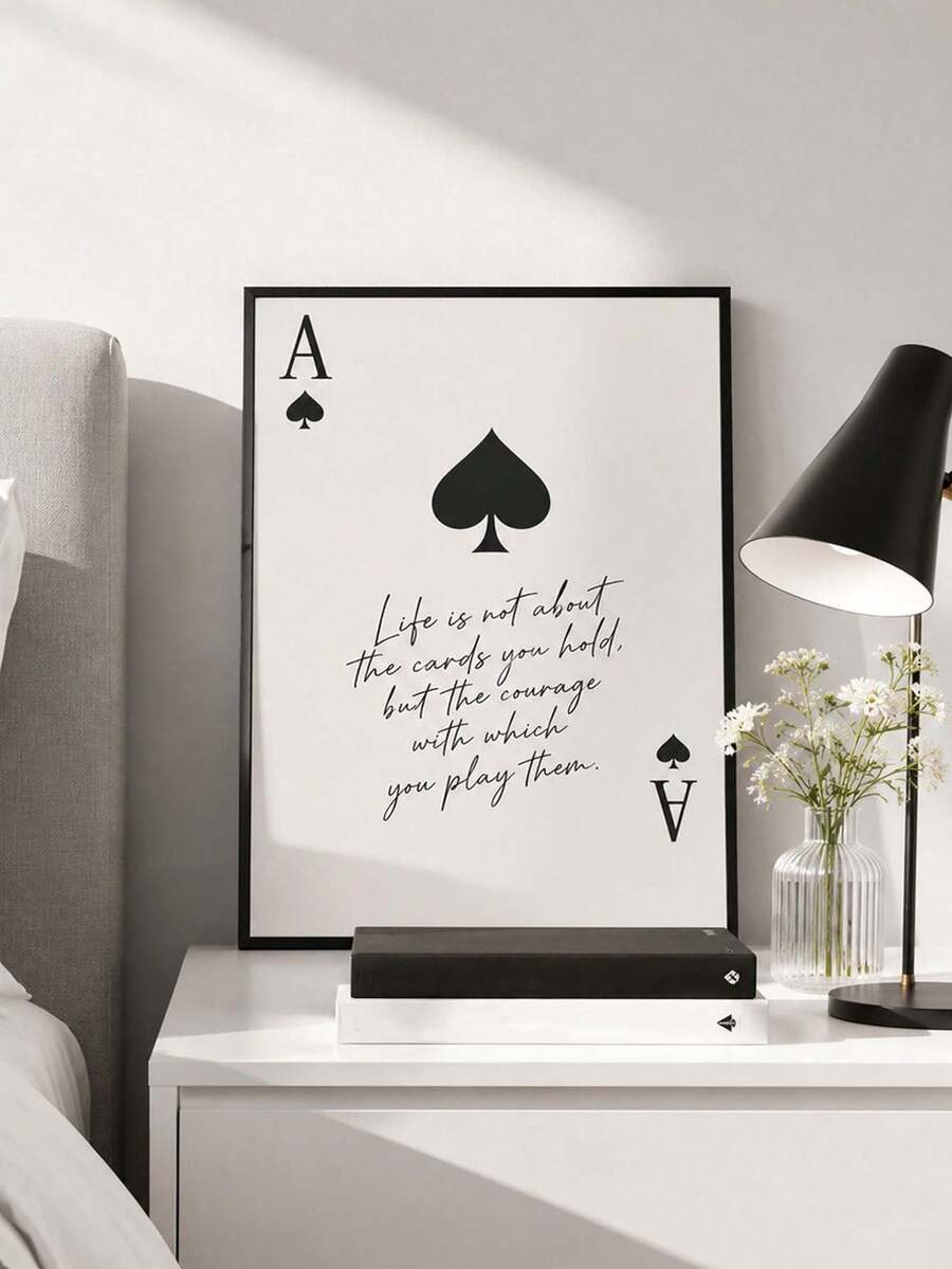 1pc Courage Cards Ace Wall Art, Frameless Canvas Painting, Bedroom Decor, Living Room Aesthetic Design, Gift For Friends, Housewarming Gift - Text a - View 1