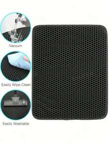 Double-Layer Waterproof & Urine-Proof Cat Litter Mat, Honeycomb Design For Easy Litter Collection, Suitable For Various Cat Litter, Litter Boxes And Enclosed Litter Boxes - Black - View 5