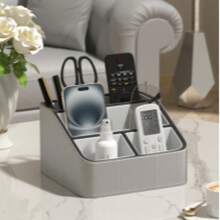 Caja de almacenamiento para control remoto, organizador de escritorio compacto de cuero PU, elegante y lindo, adecuado para escritorio de oficina en casa, estante de almacenamiento para control remoto en mesa de noche, unisex - Multicolor - Ver 15