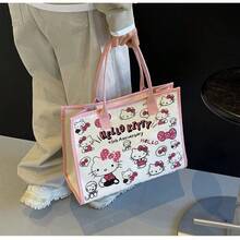 Tas Tangan Sanrio Hello Kitty, Kapasitas Besar, Desain Resleting, Ringan & Modis, Cocok Untuk Wanita - MultiWarna - View 3
