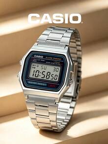Casio Men's Retro Digital Alarm Chronograph Stainless Steel Bracelet LCD Display Nostalgic Tech Gear For Urban Public Transit And Daily Office Work - one-size - View 13