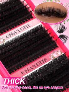 CMAYOME 720/684/660 Clusters DIY Eyelash Extension Kit, Mixed Length 10-19mm, Thick & Soft Cluster False Eyelashes, 6D 3D Cat Eye Effect, Wide Band Durable, Includes Glue, Tweezers, Brush Tool Set - Multicolor - View 10