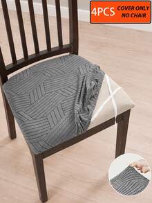 4/6pcs Set Jacquard T-Shaped Striped Plaid Elastic Table & Chair Covers, Suitable For Home, Hotel, Restaurant, All Seasons - Multicolor - View 16