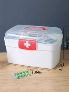 1pc Extra Large Multi-Layer Compartment Home Medical Box, Portable First Aid Medicine Storage Box, Small Pill Box, Back To School Season Gift, Halloween Gift - Multicolor - View 12