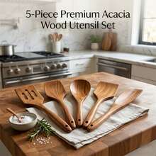 3pcs Natural Wood Kitchen Utensil Set, Non-Stick Spatula And Rice Spoon, Cooking Tools, Housewarming, Halloween, Easter Gift - Rust Brown - View 4