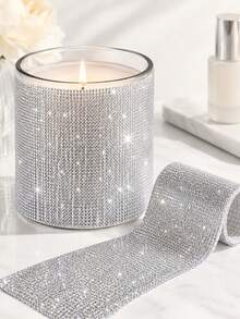 1pc Sequin Rhinestone Sticker, DIY Car Furniture, Water Cup, Photo Frame Decoration Sticker, Self-Adhesive Shiny Crystal Gem Sticker, 9.37*12 Inches (White) - Multiple Styles - View 6