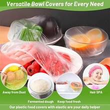 70 Pcs Bowl Covers, 5 Size Plastic Food Covers With Elastic, Colors Bowl Reusable, Alternative To Foil, Fresh Keeping, Disposable Dish Wraps For Food Storage, Bread Proofing And Bugs Prevention - 70 - View 6