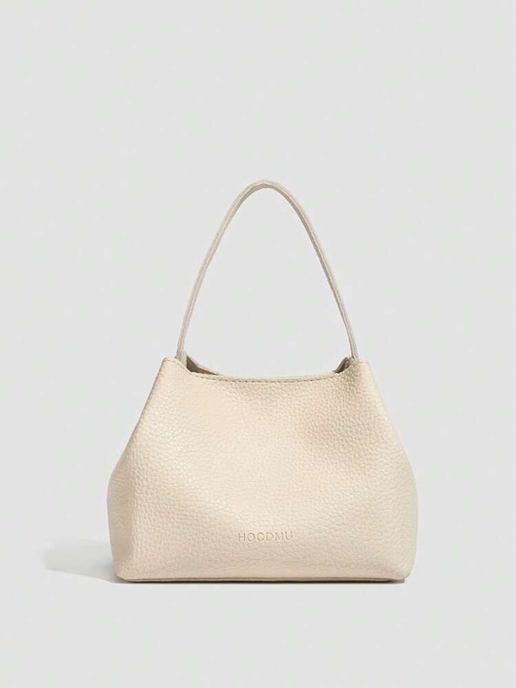 Dedoo Women's Solid Color Mini Hobo Crossbody Bag, Litchi Textured Faux Leather, Detachable Shoulder Strap, Minimalist Elegant Style, Suitable For Daily Shopping And Travel - Beige - View 2