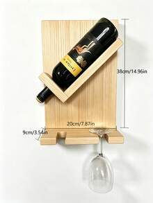 Rustic Wooden Wine Rack & Glass Holder: Wall-Mounted Home Decor, Floating Wooden Wine Bottle Rack, Wine Glass Holder, Suitable For Home, Kitchen, Dining Room And Bar Decoration - Multicolor - View 9