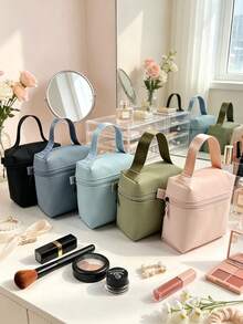Fashionable Solid Color Large Capacity Makeup Bag, Portable Waterproof Makeup Bag, Multifunctional Storage Bag, Mini Lipstick Bag, Menstrual Towel Bag - Multicolor - View 2