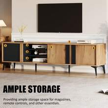 Rustic Brown TV Stand - TV Cabinet With Door And Open Shelf - Up To 80 Inch Compatible - Black and Brown - 查看 9