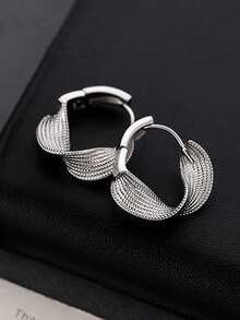 1 Pair Geometric Fashion Mobius Loop Earrings Suitable For Women's Daily Casual Wear - Silver - View 7