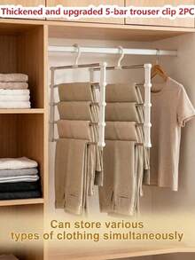 Multi-Layer Pants Rack - Space-Saving Foldable Design, Helps Efficiently Organize Your Wardrobe; Suitable For Jeans, Leggings And Casual Pants Plastic Multi-Layer Pants Rack; Features Non-Marking Anti-Slip Storage Function, Easy To Assemble; Ideal Choice For Holiday Preparation And Seasonal Wardrobe Organization; - Multicolor - View 18