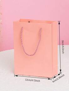 1/5pcs Pink & White Gift Tote Bags With Handles, Elegant Paper Gift Bags, Suitable For Wedding, Bridal Shower, Mother's Day, Birthday, Durable & Lightweight Kraft Paper Packaging, Perfect For Small Gifts, Party Supplies, Halloween, Christmas, Gift Wrapping - Multicolor - View 12