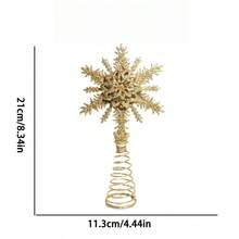 1Pc Glitter Snowflake Star Tree Topper, Spring Coil Base, Shiny Metal Red Gold Silver, Detachable Stand, Durable Non-Fading, Lightweight Easy Hang, Festive Xmas Ornament, Winter Holiday Home Decor, Mantel Desk Front Door Indoor Scene - Christmas - View 12