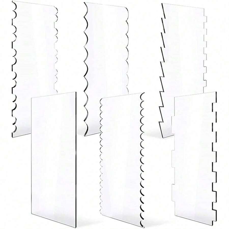 6-Piece Clear Acrylic Cake Scraper Set, Multi-Shape Cream Combs For Cake Frosting Decoration - View 1