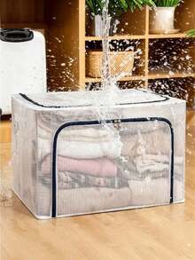 Clothing Storage Box, Transparent For Clear Visibility, Double‑Zipper Opening, Multiple Sizes Available, Large‑Capacity Storage For Clothes And Quilts, Foldable, Dust‑Proof And Moisture‑Proof, A Great Helper For Home Organization - Multiple Specifications - View 3