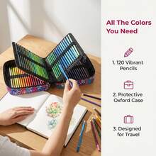 120 Pack Drawing Supplies For Adults, Color Kit, Oil-Based Coloured Pencils For Artists - 120 Color Pencils - View 9