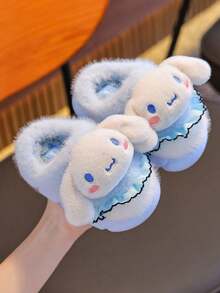 SANRIO 1雙女童冬季卡通可愛防滑室內毛絨拖鞋 - 淺藍色 - 查看 3