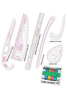 PIN Clothing Sewing Ruler Set, Garment Design Pattern Making Ruler, Cutting Measuring Ruler, Curved Ruler, Button Ruler, Arc Ruler, Soft Tape Measure, Pattern Making Ruler (Random Color Tape Measure) - Transparent - View 14