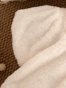 Autumn/Winter Baby Girls Warm Soft Fuzzy Short Cardigan Jacket, Cute Outdoor Thermal Lined Hooded Winter Shawl - White - View 3