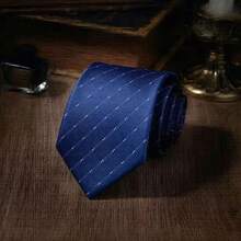 1 Set High-End Fashion Tie And Tie Clip 2 Pieces Set Suitable For Business Travel, Casual, Banquet, Wedding - Blue - View 5