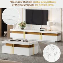 White Coffee Table - Particle Board Side Table For Living Room - 白色 - 查看 2