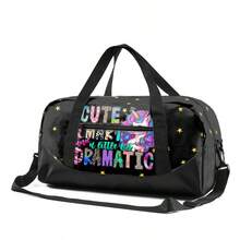 Colorful Unicorn Letter Print Duffle Travel Bag For Girls And Kids, Zip Carryall With Top Handles, Shoulder Strap And Front Pocket For Weekend Trips - UNICORN-36 - View 9