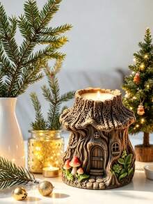 Forest Vintage Treehouse Tree Stump Silicone Mold, Fairy Tale Tree Hollow Design, DIY Handmade Mold For Aromatherapy Candles, Resin, Plaster Ornaments And Desktop Decor - Tree House Resin Gypsum Silicone Mold - View 1