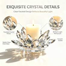 1pc Sparkling Crystal Floral Candle Holder, Ideal Housewarming Gift And Valentine's Day Home Decor - Multicolor - View 5