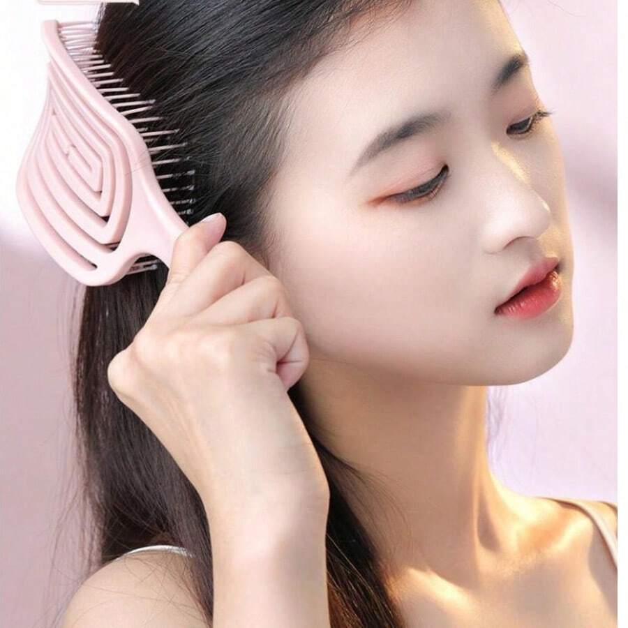 1件迷你便攜式豬鬃毛與尼龍梳子,中空口袋式可攜式髮刷,乾濕兩用,適合日常外出與旅行 - 多款式 - 查看 1
