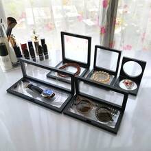Black Square Transparent Plastic Floating Box, Medium To Large Size, Suitable For Storing Necklaces, Rings, Bracelets, Sweater Chains, Dust-Proof, Moisture-Proof, Shock-Resistant, Perfect For Daily Use And Jewelry Display - Black - View 2