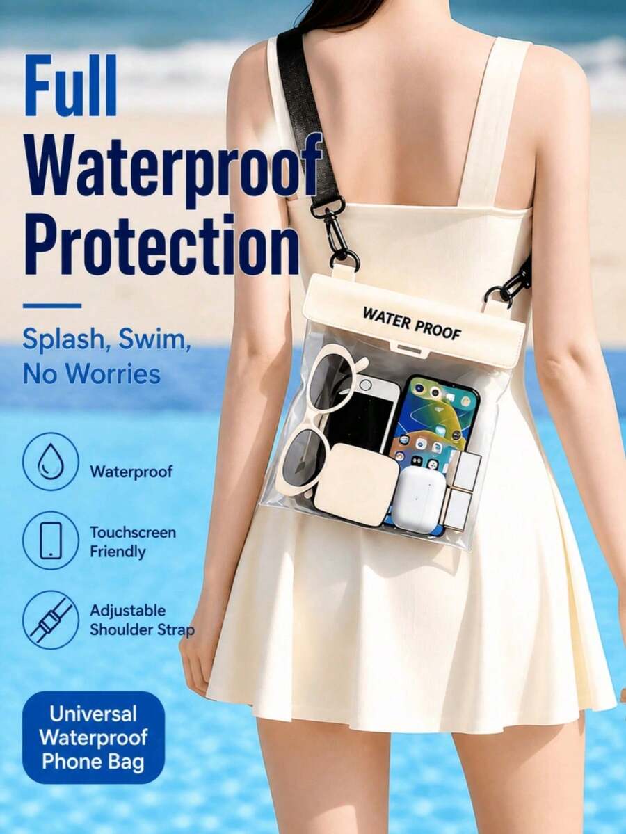 Large Capacity Waterproof Phone Bag, Beach Crossbody Storage Pouch, Touchscreen Underwater Photography Sealed Bag, Rafting Waterproof Case - Multicolor - View 1