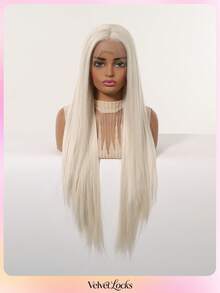 Topshe [Velvet Locks] Peruca Frontal de Renda HD 13x4, Linha de Cabelo Invisível Realista, Cabelo Liso de 32 Polegadas, Múltiplas Cores - Fibra Sintética Resistente ao Calor, Ondas Naturais Pré-Arrancadas, Peruca Feminina de Comprimento de Ombro, Adequada para Festa, Férias, Peruca Frontal de Renda Multifuncional Sem Cola - Multicolorido - Visão 5