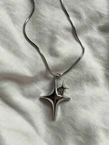 1pc Fashion Personalized Starburst Decor Women's Pendant Necklace, Suitable For Daily Wear - Silver - View 2