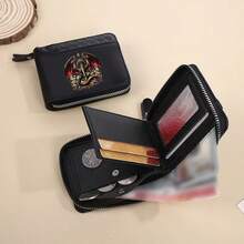 Dragon King PatternMen's PU Wallet | Black,Zipper Closure, Multiple Card Slots,Large Capacity,Stitching Design-Perfect Gift For Father,Husband,Brother - Multicolor - View 8