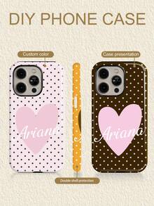 1pc Customized Minimalist Polka Dot Name Letter Phone Case, 2-In-1 Glossy Film Full Coverage Hard Shell Protective Cover For IPhone 11/12/13/14/15/16/17 Pro Max - Multicolor - View 5