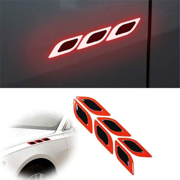 Car Fender, Hood, Bumper Reflective Strip Stickers, Night Visible Warning Protection Decals, Carbon Fiber Anti-Scratch Car Stickers, Universal Fit For Sedan, Truck, SUV