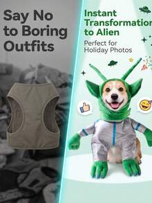 1pc Pet Transformation Costume Funny Christmas Outfit Cat Small Dog Puppy Clothes Quirky Halloween Costume - Green - View 4