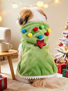 PETCIRCLE 1PC Pet Clothes Autumn/Winter New Small Dog Puppy Cat Cute Style Holiday Atmosphere Plush Christmas Cape - Christmas Tree - Green - View 1