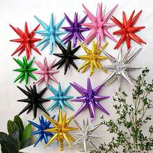 6pcs 22-Inch Starburst Foil Balloons, Suitable For Party Background Decoration For Halloween, Christmas, Birthdays, Weddings, Anniversaries, Graduations, Etc., Available In Multiple Colors - Exploding Star - View 3