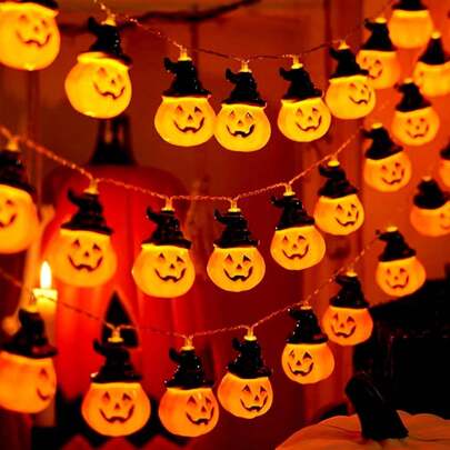 1 bộ đèn lồng bí ngô Halloween, đèn trang trí Halloween LED dùng pin (không kèm pin), tạo không khí Halloween rùng rợn, trang trí mùa thu, trang trí nhà cửa và Halloween