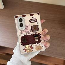 3D Dessert Coffee Bear Leather Texture Phone Case With Plush Bear Lanyard For Samsung Galaxy Z Fold3/Galaxy Z Fold4/Galaxy Z Fold5/Galaxy Z Fold6/Galaxy Z Fold7/8 Retro Cute Foldable Screen Protective Shell - Multicolor - View 7