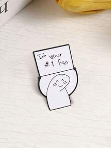 卡通人物「I'm Your #1 Fan」標語琺瑯領針胸章,勵志支持裝飾胸針 - 白色 - 查看 8