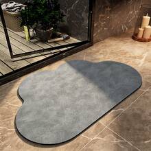 1pc Light Gray Cloud Shaped Bathroom Mat, Soft & Comfortable Creative Home Decor Rug, Asymmetrical Vintage Wabi-Sabi Style Washable Foot Mat, Suitable For Bathroom Doorway, Shower Room Entrance, Kitchen Dining Room, Bedroom Bedside And Entryway - Light Grey - View 7