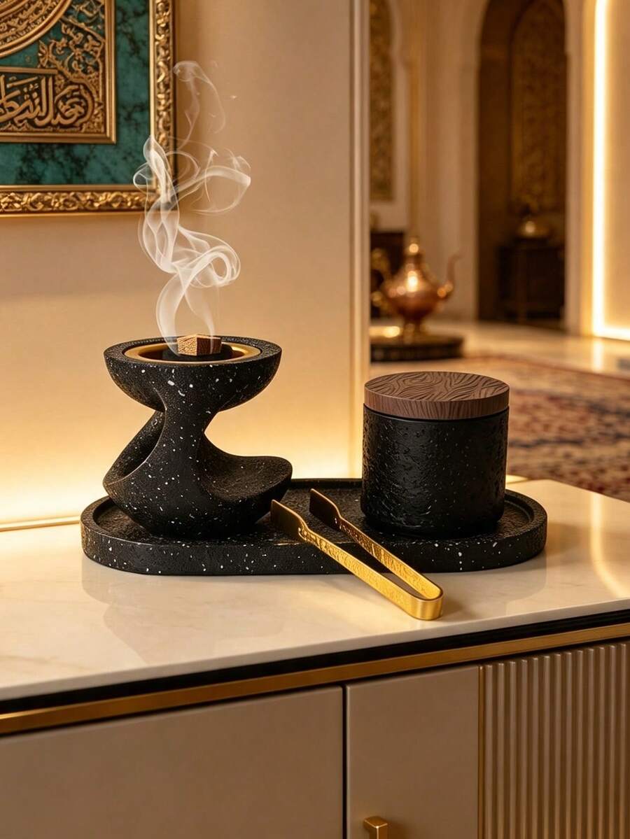 Resin Incense Burner Set - Premium Decor, Exquisite Gift Box Packaging, Ideal Home & Middle Eastern Holiday Gift - Multicolor - View 1